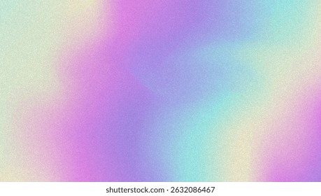 Noise Gradient Background. Abstract Grainy Bg In Pink, Purple And Blue Colors. Iridescent Hologram. Pearlescent Holographic Texture With Rainbow Foil. Smooth Gradation In Fluorescent Ink