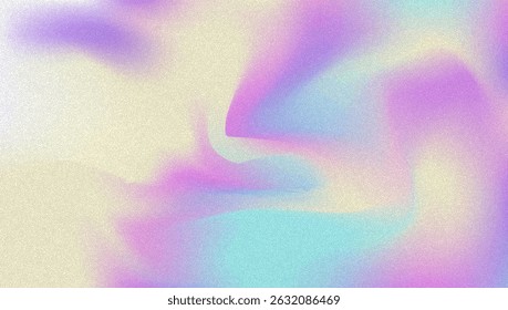 Noise Gradient Background. Abstract Grainy Bg In Pink, Purple And Blue Colors. Iridescent Hologram. Pearlescent Holographic Texture With Rainbow Foil. Watercolour Splash In Pearl Mesh Style