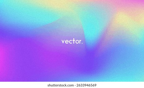 Noise Gradient Background. Abstract Grainy Bg In Pink, Purple And Blue Colors. Iridescent Hologram. Pearlescent Holographic Texture With Rainbow Foil. Watercolour Splash In Pearl Mesh Style