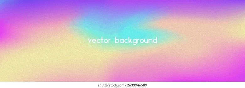 Noise Gradient Background. Abstract Grainy Bg In Pink, Purple And Blue Colors. Iridescent Hologram. Pearlescent Holographic Texture With Rainbow Foil. Modern Photo Wall With Soft Splash