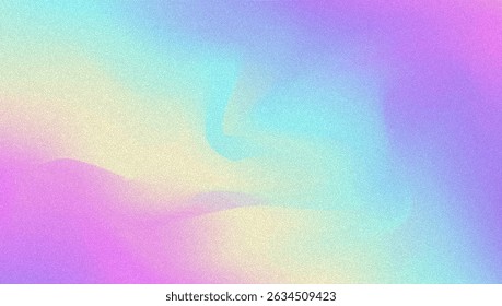 Noise Gradient Background. Abstract Grainy Bg In Pink, Purple And Blue Colors. Iridescent Hologram. Pearlescent Holographic Texture With Rainbow Foil. Dust Overlay On Aesthetic Summer Wall