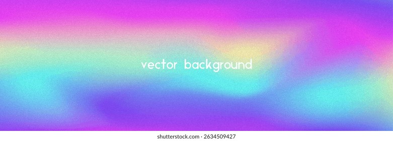 Fundo de gradiente de ruído. Abstrato Bg Granulado Nas Cores Rosa, Roxa E Azul. Holograma Iridescente. Textura Holográfica Pearlescente Com Folha De Arco-Íris. Gradação Suave Em Tinta Fluorescente