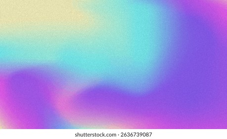Noise Gradient Background. Abstract Grainy Bg In Pink, Purple And Blue Colors. Iridescent Hologram. Pearlescent Holographic Texture With Rainbow Foil. Retro Vector Design With Pastel Ink