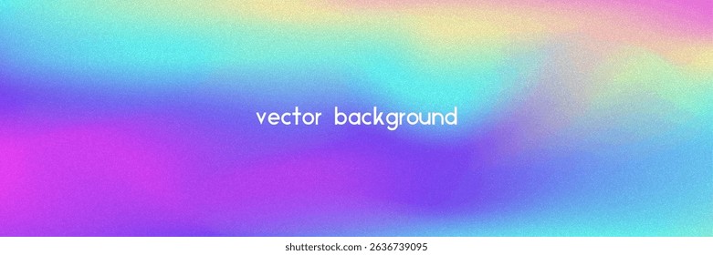 Noise Gradient Background. Abstract Grainy Bg In Pink, Purple And Blue Colors. Iridescent Hologram. Pearlescent Holographic Texture With Rainbow Foil. Soft Wave Filter In 3d Vector Backdrop