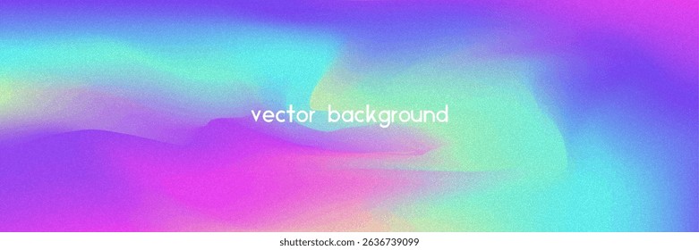 Noise Gradient Background. Abstract Grainy Bg In Pink, Purple And Blue Colors. Iridescent Hologram. Pearlescent Holographic Texture With Rainbow Foil. Trendy Metal Shape With Pastel Gradation