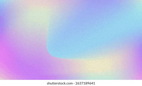 Noise Gradient Background. Abstract Grainy Bg In Pink, Purple And Blue Colors. Iridescent Hologram. Pearlescent Holographic Texture With Rainbow Foil. Liquid Paint Wave With Elegant Shine