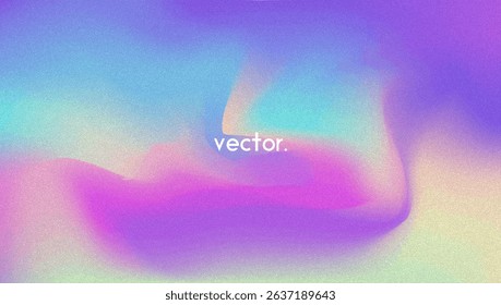Noise Gradient Background. Abstract Grainy Bg In Pink, Purple And Blue Colors. Iridescent Hologram. Pearlescent Holographic Texture With Rainbow Foil. Old Movie Filter On Pastel Backdrop