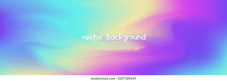 Noise Gradient Background. Abstract Grainy Bg In Pink, Purple And Blue Colors. Iridescent Hologram. Pearlescent Holographic Texture With Rainbow Foil. Watercolour Splash In Pearl Mesh Style