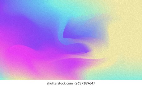 Noise Gradient Background. Abstract Grainy Bg In Pink, Purple And Blue Colors. Iridescent Hologram. Pearlescent Holographic Texture With Rainbow Foil. Watercolour Splash In Pearl Mesh Style