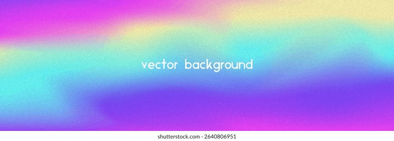 Noise Gradient Background. Abstract Grainy Bg In Pink, Purple And Blue Colors. Iridescent Hologram. Pearlescent Holographic Texture With Rainbow Foil. Chrome Backdrop With Pearl Fluid Effect