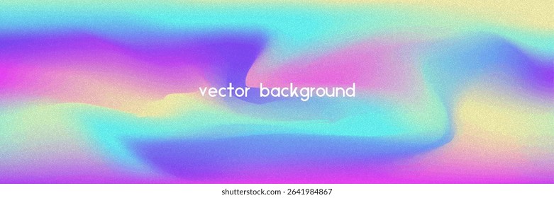 Noise Gradient Background. Abstract Grainy Bg In Pink, Purple And Blue Colors. Iridescent Hologram. Pearlescent Holographic Texture With Rainbow Foil. Retro Vector Design With Pastel Ink