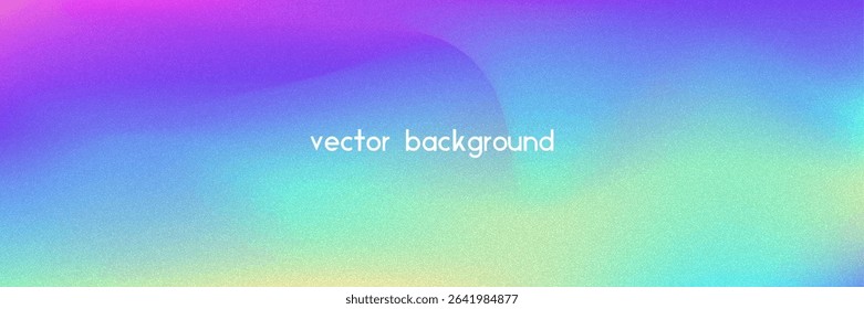 Noise Gradient Background. Abstract Grainy Bg In Pink, Purple And Blue Colors. Iridescent Hologram. Pearlescent Holographic Texture With Rainbow Foil. Modern Film Photo With Fluorescent Dust