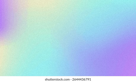 Noise Gradient Background. Abstract Grainy Bg In Pink, Purple And Blue Colors. Iridescent Hologram. Pearlescent Holographic Texture With Rainbow Foil. Smooth Gradation In Fluorescent Ink