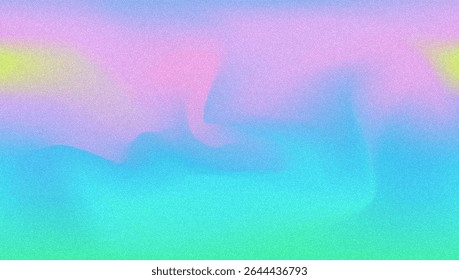 Noise Gradient Background. Abstract Grainy Bg In Pink, Purple And Blue Colors. Iridescent Hologram. Pearlescent Holographic Texture With Rainbow Foil. Watercolour Splash In Pearl Mesh Style