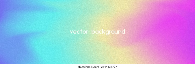 Noise Gradient Background. Abstract Grainy Bg In Pink, Purple And Blue Colors. Iridescent Hologram. Pearlescent Holographic Texture With Rainbow Foil. Dust Overlay On Aesthetic Summer Wall