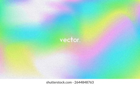 Noise Gradient Background. Abstract Grainy Bg In Pink, Purple And Blue Colors. Iridescent Hologram. Pearlescent Holographic Texture With Rainbow Foil. Futuristic 3d Wallpaper With Lens Burn