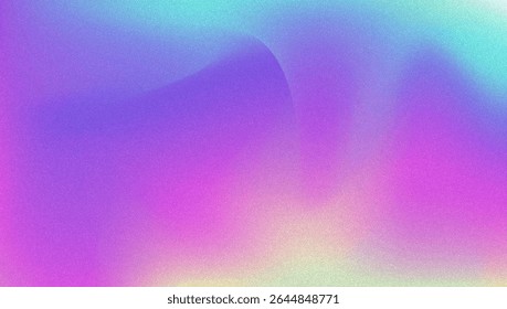 Noise Gradient Background. Abstract Grainy Bg In Pink, Purple And Blue Colors. Iridescent Hologram. Pearlescent Holographic Texture With Rainbow Foil. Plastic Burn Effect With Neon Transition