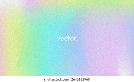Noise Gradient Background. Abstract Grainy Bg In Pink, Purple And Blue Colors. Iridescent Hologram. Pearlescent Holographic Texture With Rainbow Foil. Trendy Metal Shape With Pastel Gradation