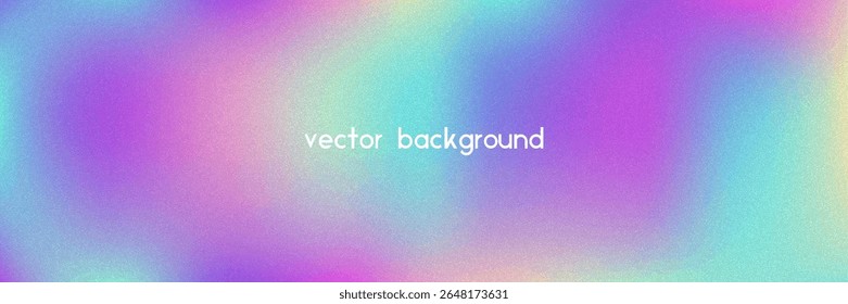 Noise Gradient Background. Abstract Grainy Bg In Pink, Purple And Blue Colors. Iridescent Hologram. Pearlescent Holographic Texture With Rainbow Foil. Dust Overlay On Aesthetic Summer Wall