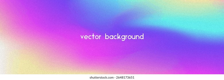 Noise Gradient Background. Abstract Grainy Bg In Pink, Purple And Blue Colors. Iridescent Hologram. Pearlescent Holographic Texture With Rainbow Foil. Retro Vector Design With Pastel Ink