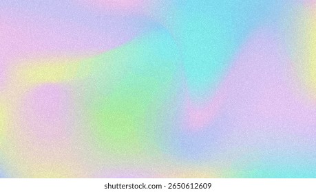 Noise Gradient Background. Abstract Grainy Bg In Pink, Purple And Blue Colors. Iridescent Hologram. Pearlescent Holographic Texture With Rainbow Foil. Retro Vector Design With Pastel Ink