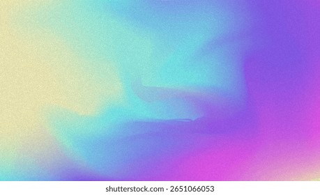 Fondo de gradiente de ruido. Abstractas Bolso Granulado En Colores Rosa, Púrpura Y Azul. Holograma irisado. Textura Holográfica Perlescente Con Lámina De Arco Iris. Fondo de pantalla Pastel Nublado Con Mezcla De Tinta