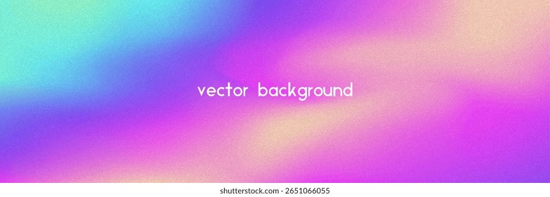 Noise Gradient Background. Abstract Grainy Bg In Pink, Purple And Blue Colors. Iridescent Hologram. Pearlescent Holographic Texture With Rainbow Foil. Old Movie Filter On Pastel Backdrop