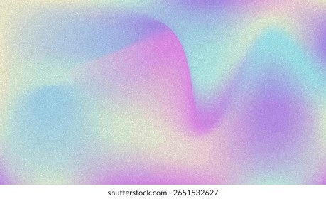 Noise Gradient Background. Abstract Grainy Bg In Pink, Purple And Blue Colors. Iridescent Hologram. Pearlescent Holographic Texture With Rainbow Foil. Trendy Metal Shape With Pastel Gradation