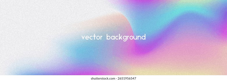 Rauschverlauf-Hintergrund Abstrakter, körniger BG in den Farben Rosa, Lila und Blau. Irisierendes Hologramm. Perlglanz holografische Textur mit Regenbogenfolie. Glatte Chromabdeckung mit lebendigem Neon