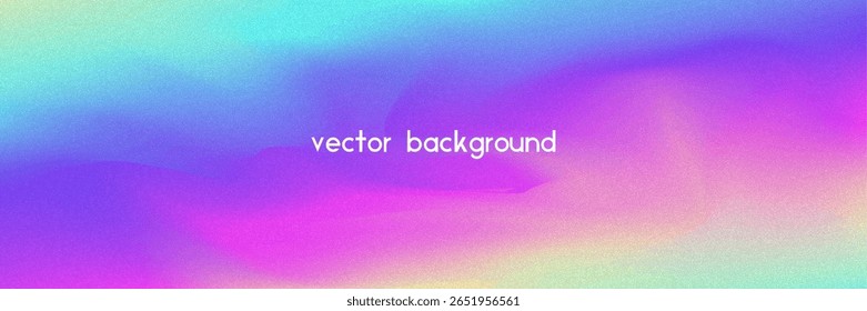 Noise Gradient Background. Abstract Grainy Bg In Pink, Purple And Blue Colors. Iridescent Hologram. Pearlescent Holographic Texture With Rainbow Foil. Old Movie Filter On Pastel Backdrop