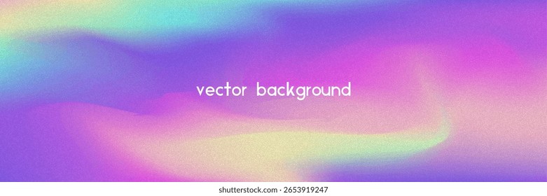 Noise Gradient Background. Abstract Grainy Bg In Pink, Purple And Blue Colors. Iridescent Hologram. Pearlescent Holographic Texture With Rainbow Foil. Grunge Blur Backdrop In Silver Mesh