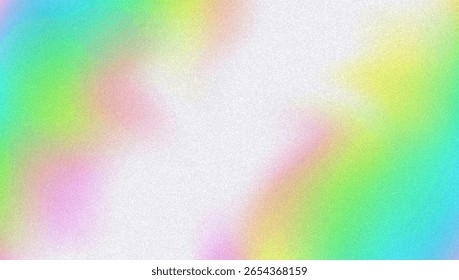 Noise Gradient Background. Abstract Grainy Bg In Pink, Purple And Blue Colors. Iridescent Hologram. Pearlescent Holographic Texture With Rainbow Foil. Cloudy Pastel Wallpaper With Ink Blend