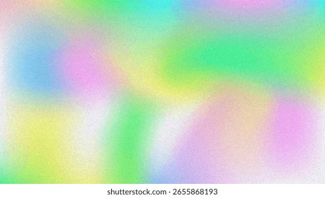 Noise Gradient Background. Abstract Grainy Bg In Pink, Purple And Blue Colors. Iridescent Hologram. Pearlescent Holographic Texture With Rainbow Foil. Old Movie Filter On Pastel Backdrop