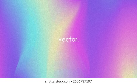 Noise Gradient Background. Abstract Grainy Bg In Pink, Purple And Blue Colors. Iridescent Hologram. Pearlescent Holographic Texture With Rainbow Foil. Aesthetic Paint Wave With Plastic Flow