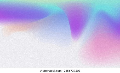 Fondo de gradiente de ruido. Abstractas Bolso Granulado En Colores Rosa, Púrpura Y Azul. Holograma irisado. Textura Holográfica Perlescente Con Lámina De Arco Iris. Viejo Filtrar De Película Sobre Fondo Pastel