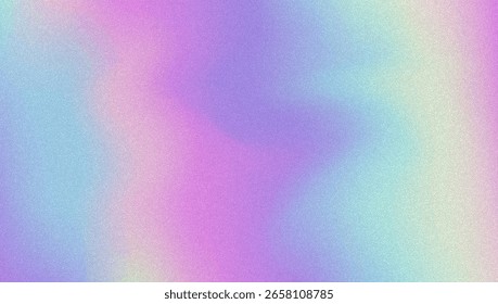 Fondo de gradiente de ruido. Abstractas Bolso Granulado En Colores Rosa, Púrpura Y Azul. Holograma irisado. Textura Holográfica Perlescente Con Lámina De Arco Iris. Pared de verano con efecto de polvo de acuarela