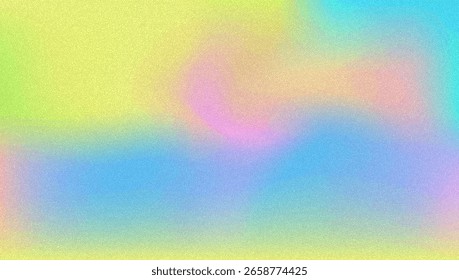 Noise Gradient Background. Abstract Grainy Bg In Pink, Purple And Blue Colors. Iridescent Hologram. Pearlescent Holographic Texture With Rainbow Foil. Aesthetic Paint Wave With Plastic Flow