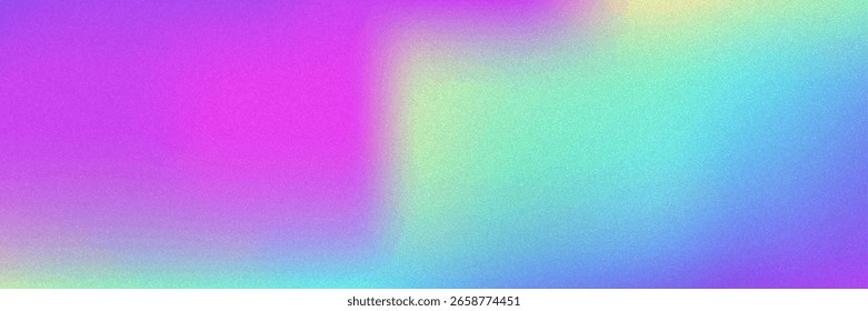 Noise Gradient Background. Abstract Grainy Bg In Pink, Purple And Blue Colors. Iridescent Hologram. Pearlescent Holographic Texture With Rainbow Foil. Modern Photo Wall With Soft Splash