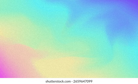 Noise Gradient Background. Abstract Grainy Bg In Pink, Purple And Blue Colors. Iridescent Hologram. Pearlescent Holographic Texture With Rainbow Foil. Modern Photo Wall With Soft Splash