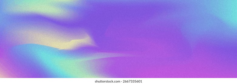 Fondo de gradiente de ruido. Abstractas Bolso Granulado En Colores Rosa, Púrpura Y Azul. Holograma irisado. Textura Holográfica Perlescente Con Lámina De Arco Iris. Pared de verano con efecto de polvo de acuarela