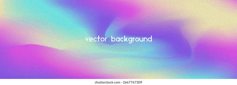 Fondo de gradiente de ruido. Abstractas Bolso Granulado En Colores Rosa, Púrpura Y Azul. Holograma irisado. Textura Holográfica Perlescente Con Lámina De Arco Iris. Gradación Suave En Tinta Fluorescente