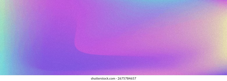 Fundo de gradiente de ruído. Abstrato Bg Granulado Nas Cores Rosa, Roxa E Azul. Holograma Iridescente. Textura Holográfica Pearlescente Com Folha De Arco-Íris. Gradação Suave Em Tinta Fluorescente