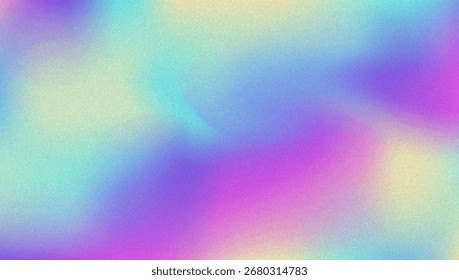 Fondo de gradiente de ruido. Abstractas Bolso Granulado En Colores Rosa, Púrpura Y Azul. Holograma irisado. Textura Holográfica Perlescente Con Lámina De Arco Iris. Transición de tinta sutil y destello suave