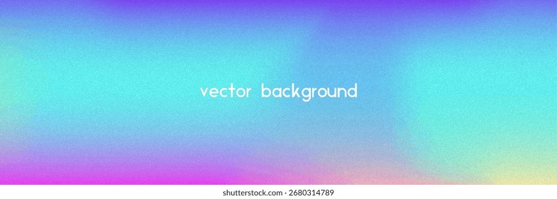 Fundo de gradiente de ruído. Abstrato Bg Granulado Nas Cores Rosa, Roxa E Azul. Holograma Iridescente. Textura Holográfica Pearlescente Com Folha De Arco-Íris. Design de vetor retro com tinta pastel