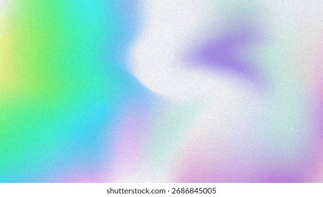 Noise Gradient Background. Abstract Grainy Bg In Pink, Purple And Blue Colors. Iridescent Hologram. Pearlescent Holographic Texture With Rainbow Foil. Soft Wave Filter In 3d Vector Backdrop