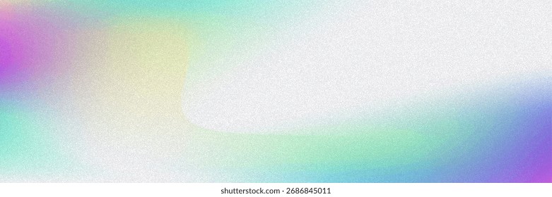 Noise Gradient Background. Abstract Grainy Bg In Pink, Purple And Blue Colors. Iridescent Hologram. Pearlescent Holographic Texture With Rainbow Foil. Light Chrome Screen With Lens Glow Effect