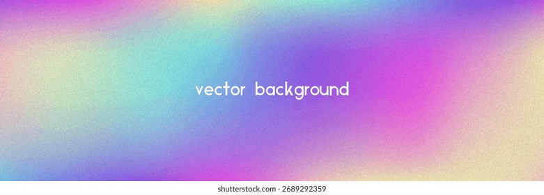 Noise Gradient Background. Abstract Grainy Bg In Pink, Purple And Blue Colors. Iridescent Hologram. Pearlescent Holographic Texture With Rainbow Foil. Soft Wave Filter In 3d Vector Backdrop