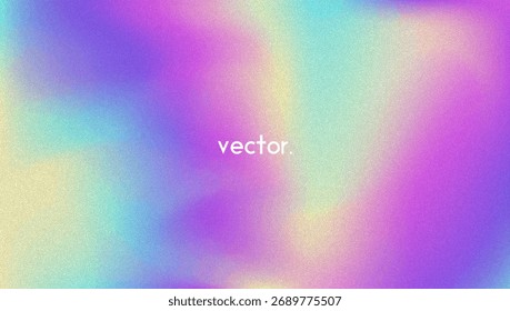Fundo de gradiente de ruído. Abstrato Bg Granulado Nas Cores Rosa, Roxa E Azul. Holograma Iridescente. Textura Holográfica Pearlescente Com Folha De Arco-Íris. Filtro de Onda Suave no Fundo do Vetor 3D