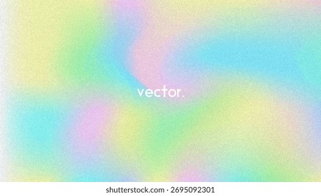 Noise Gradient Background. Abstract Grainy Bg In Pink, Purple And Blue Colors. Iridescent Hologram. Pearlescent Holographic Texture With Rainbow Foil. Soft Wave Filter In 3d Vector Backdrop