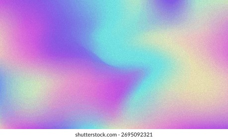 Noise Gradient Background. Abstract Grainy Bg In Pink, Purple And Blue Colors. Iridescent Hologram. Pearlescent Holographic Texture With Rainbow Foil. Summer Wall With Watercolor Dust Effect